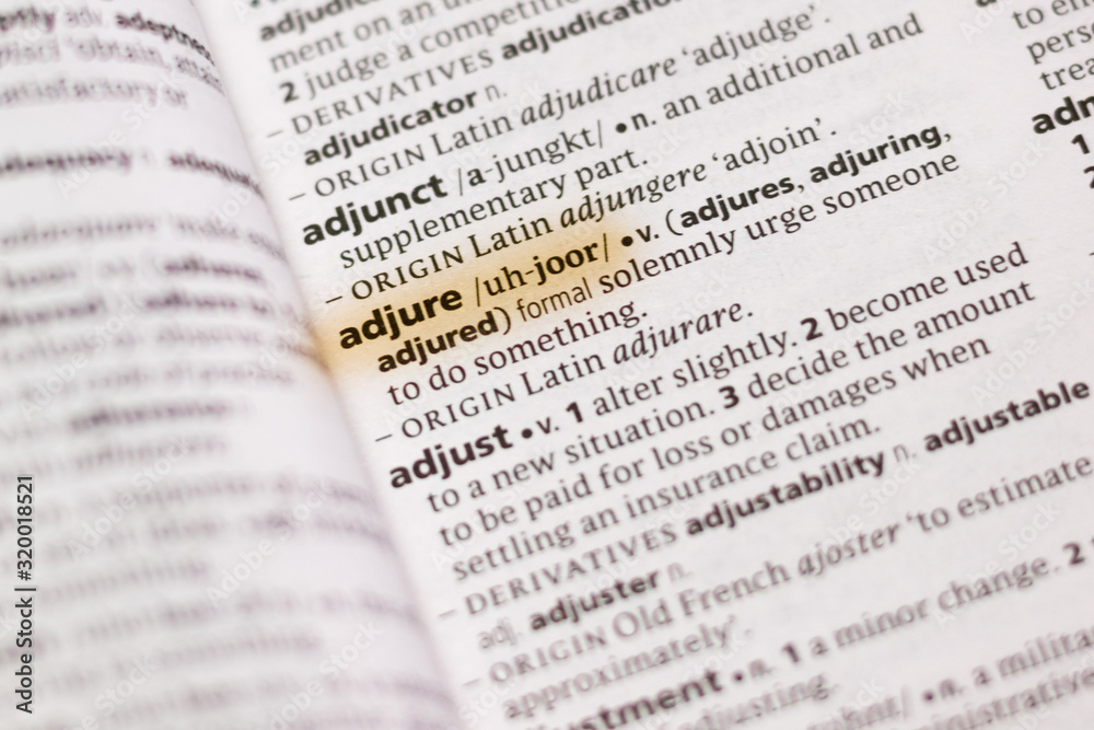The word or phrase Adjure in a dictionary. The word or phrase Adjure in a dictionary.