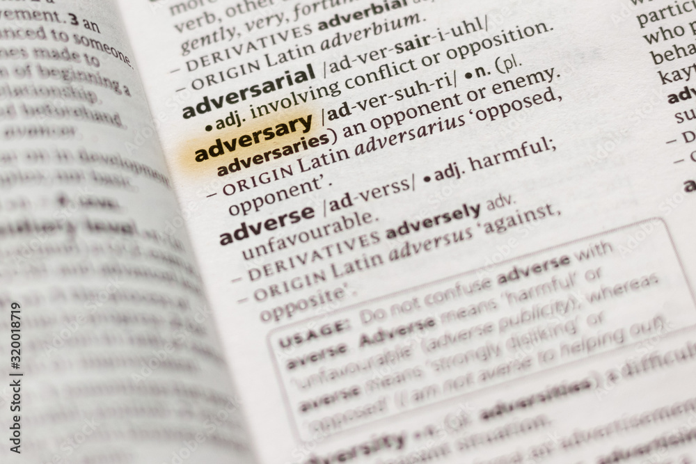 The word or phrase Adversary in a dictionary. The word or phrase Adversary in a dictionary.