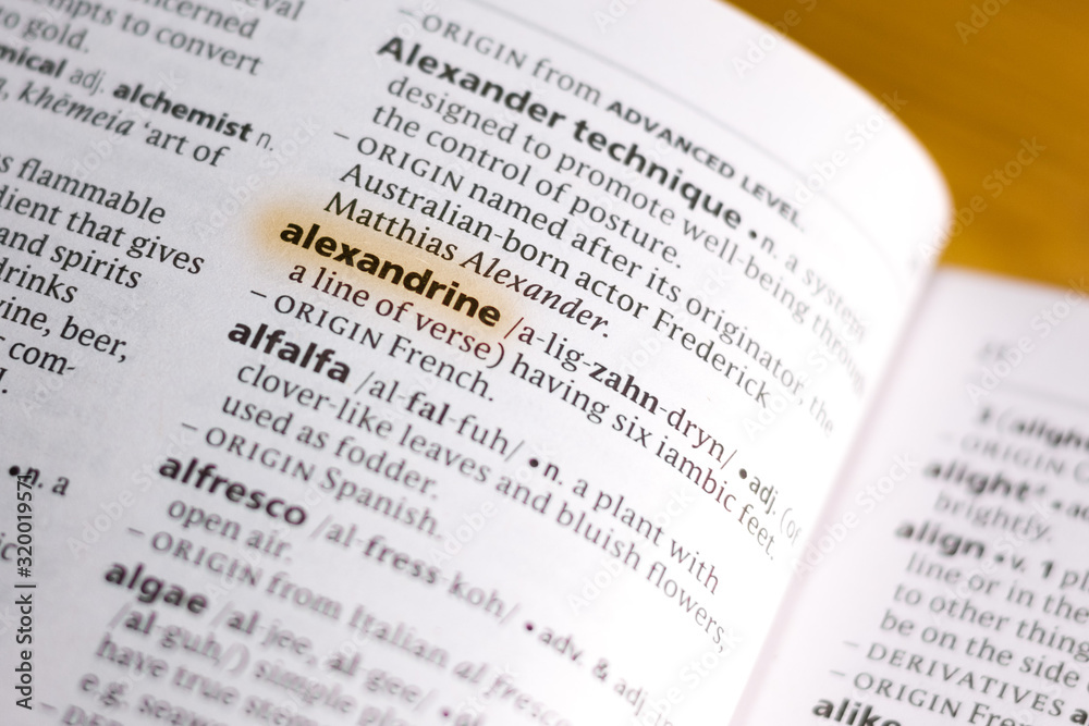 The word or phrase Alexandrine in a dictionary. The word or phrase Alexandrine in a dictionary.