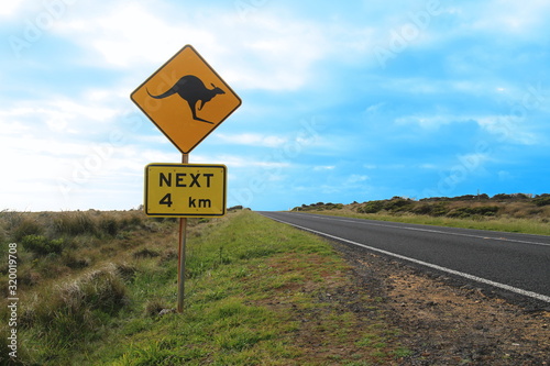 Kangaroo crossing road signs in Australia