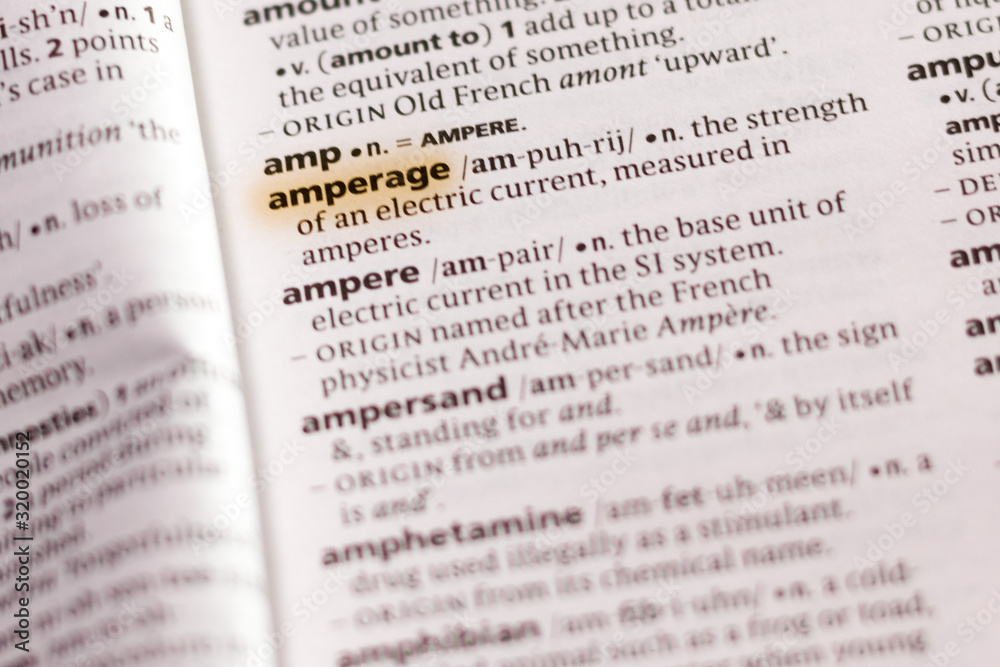 The word or phrase Amperage in a dictionary.