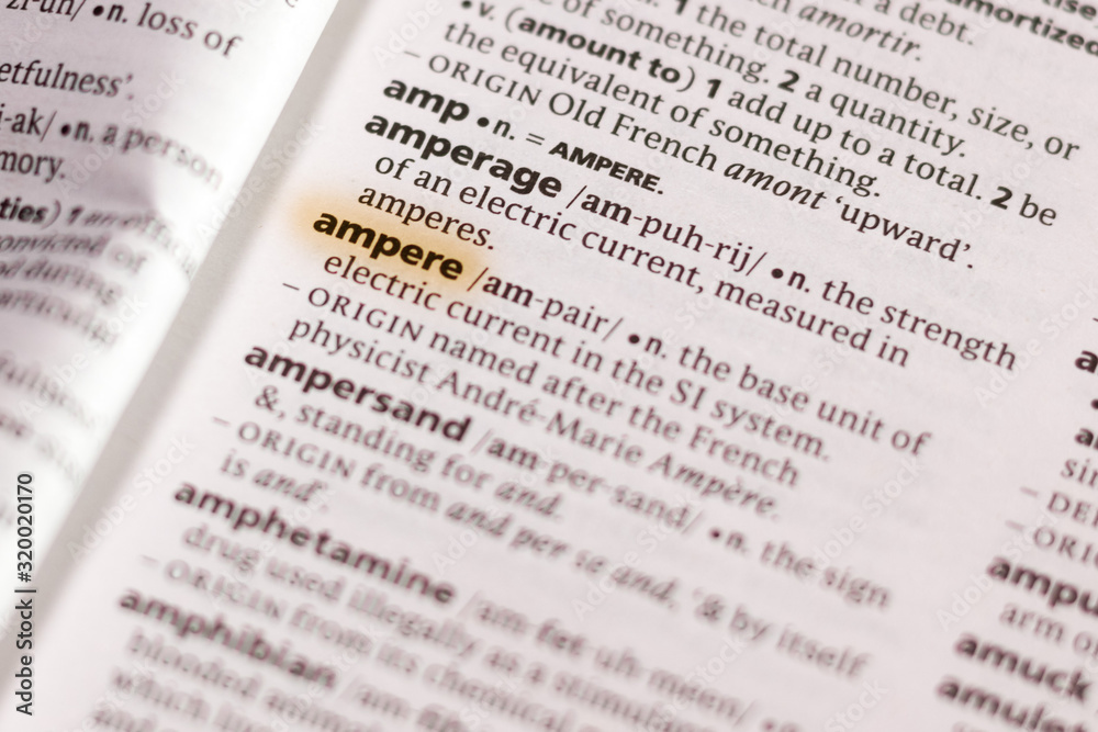 The word or phrase Ampere in a dictionary. The word or phrase Ampere in a dictionary.