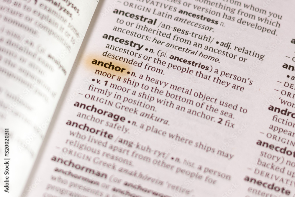 The word or phrase Anchor in a dictionary.