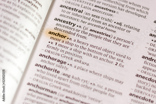 The word or phrase Anchor in a dictionary.