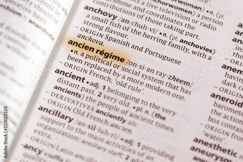 The word or phrase Ancien Regime in a dictionary.
