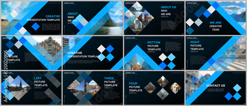 Minimal presentations design, portfolio vector templates with cubes, geometric abstract background. Multipurpose template for presentation slide, flyer leaflet, brochure cover, report, advertising.