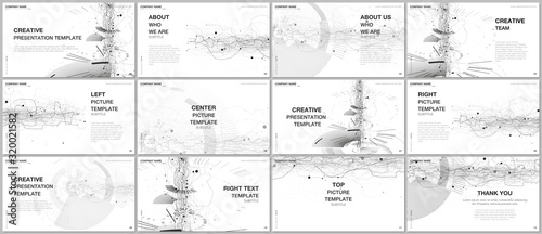 Presentation design vector templates, multipurpose template for presentation slide, flyer, brochure cover design, infographic report presentation. Futuristic background for digital technology concept.