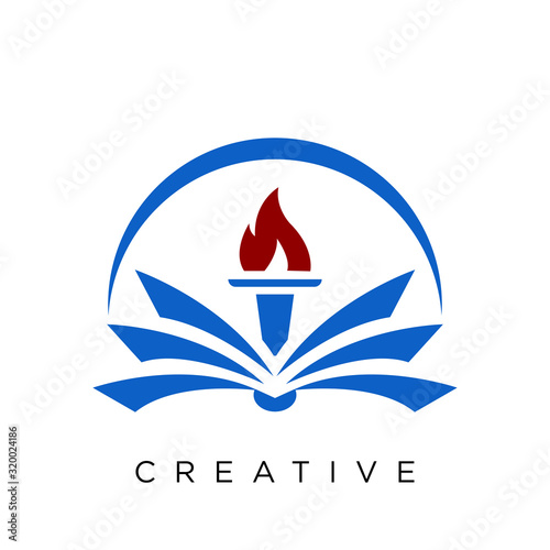 torch book logo design vector