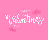 Valentine's Day text on a pink background. Happy Valentine's Day typography design for greeting cards and poster. Vector illustration.