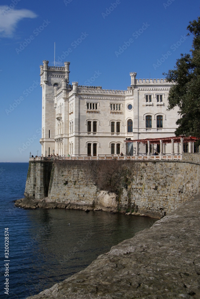View of the Miramare castle in Italy, Trieste