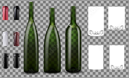 Empty wine bottles. Caps or sleeves, closing the stopper.