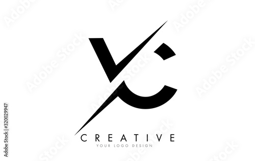 VC V C Letter Logo Design with a Creative Cut.