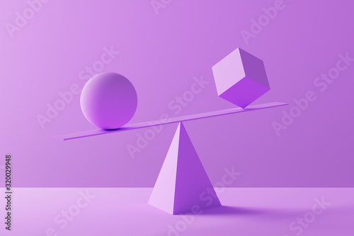 Obraz na płótnie Geometric shapes in perfect balance - 3D rendering w salonie