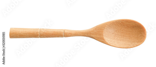 Top view Wooden spoon isolated on white background clipping path.