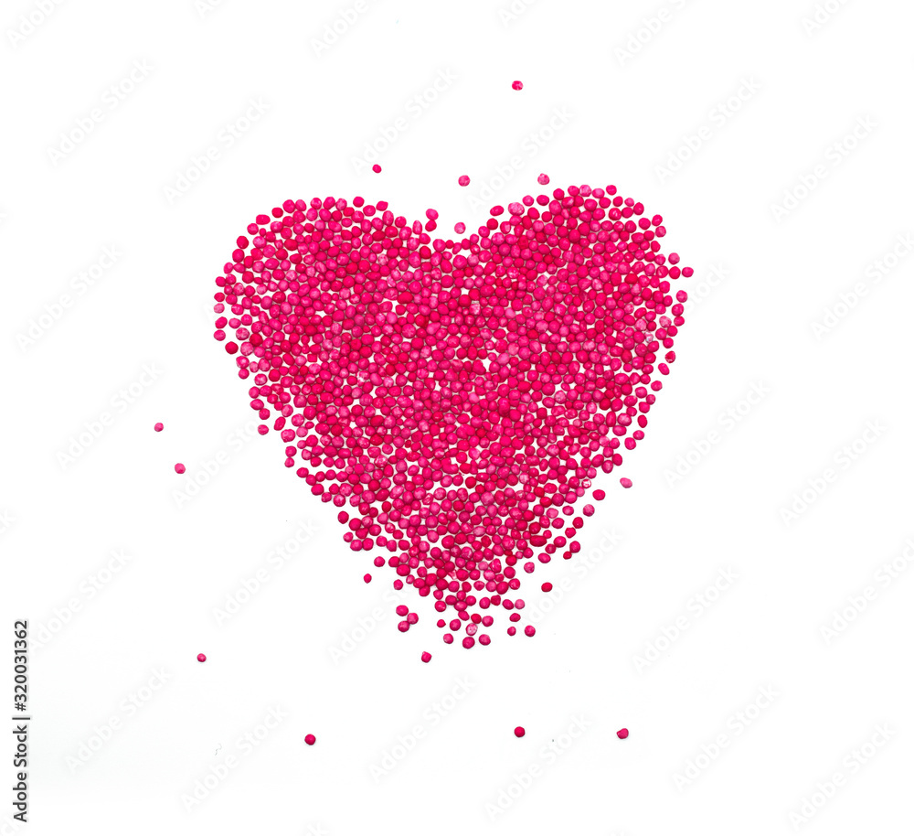 Heart Background from sugar figurines such as confetti, carmel, candy