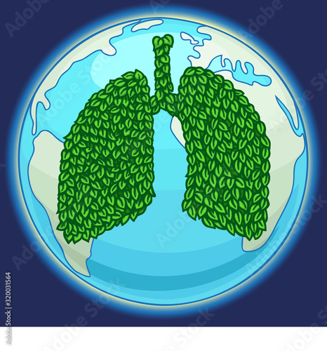 Color lungs branches with leaves image, vector illustration