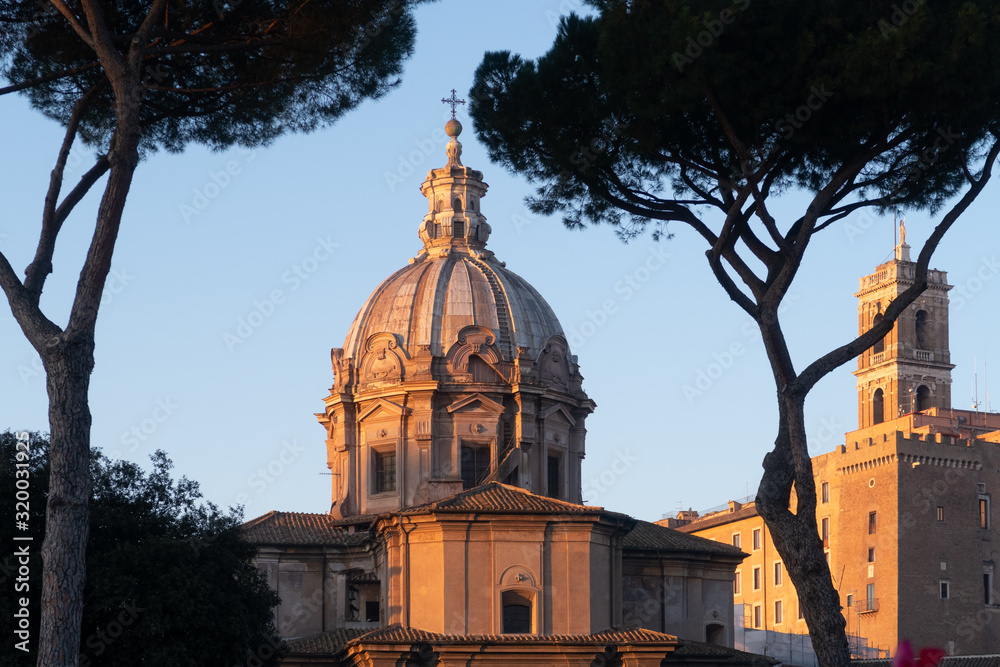 Rome, Italy - Jan 2, 2020:  Santa Maria di Loreto church