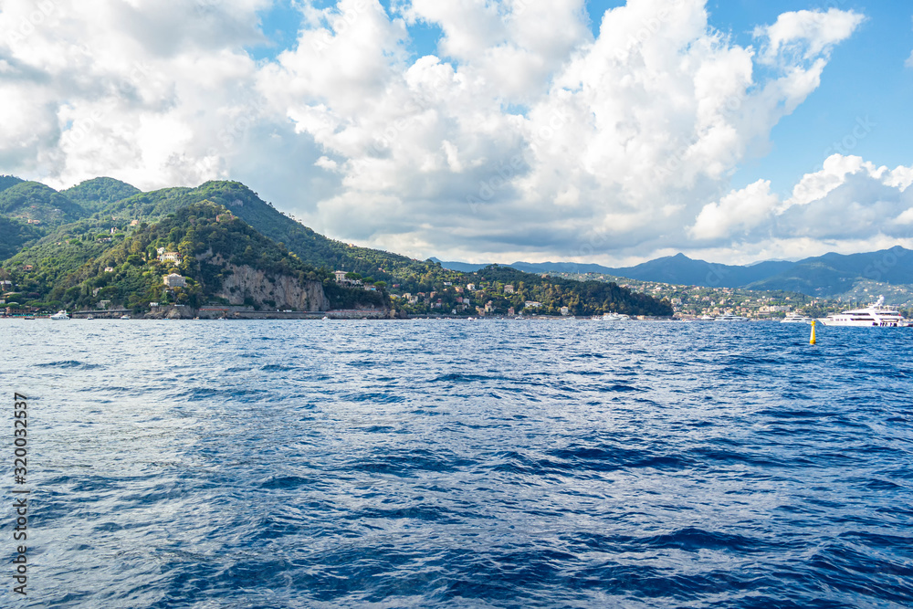 View from the sea on the Ligurian coast. Liguria - Italy View from the sea on the Ligurian coast. Liguria - Italy