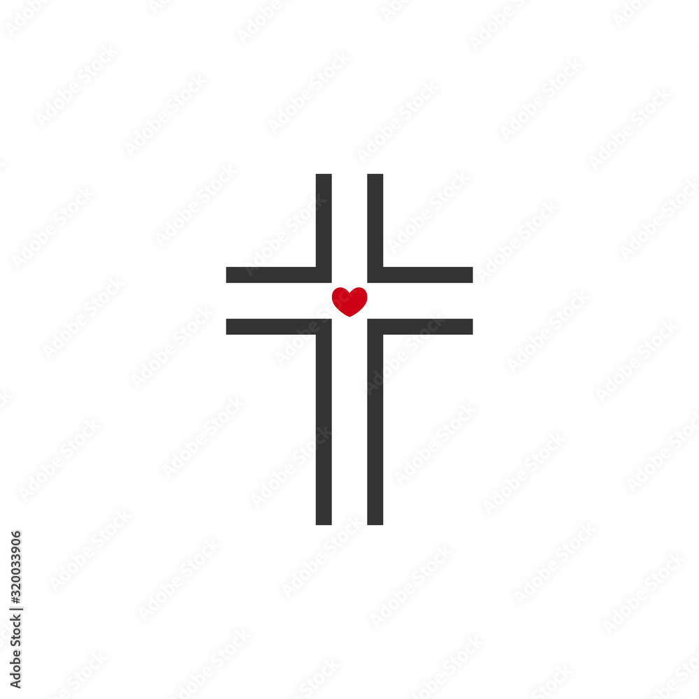 Black christian cross icon. Abstract line christian cross. Vector illustration. Black christian cross icon. Abstract line christian cross. Vector illustration.