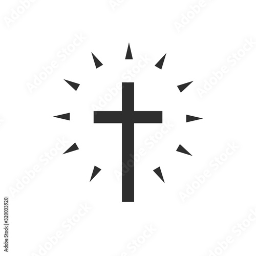 Black christian cross icon. Abstract line christian cross. Vector illustration.