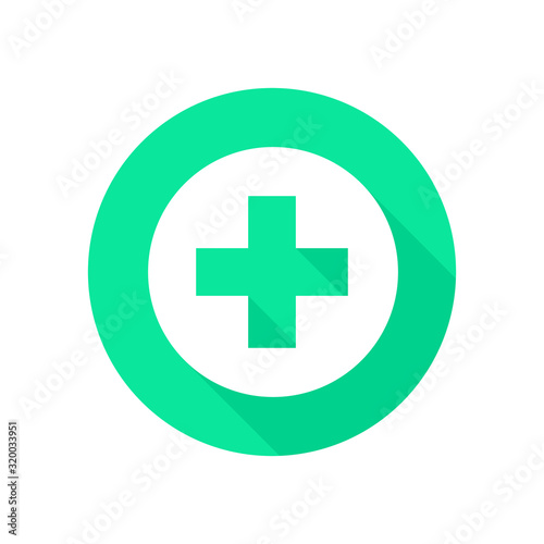 Green cross pharmacy icon. Isolated green cross in vector. Pharmacy cross