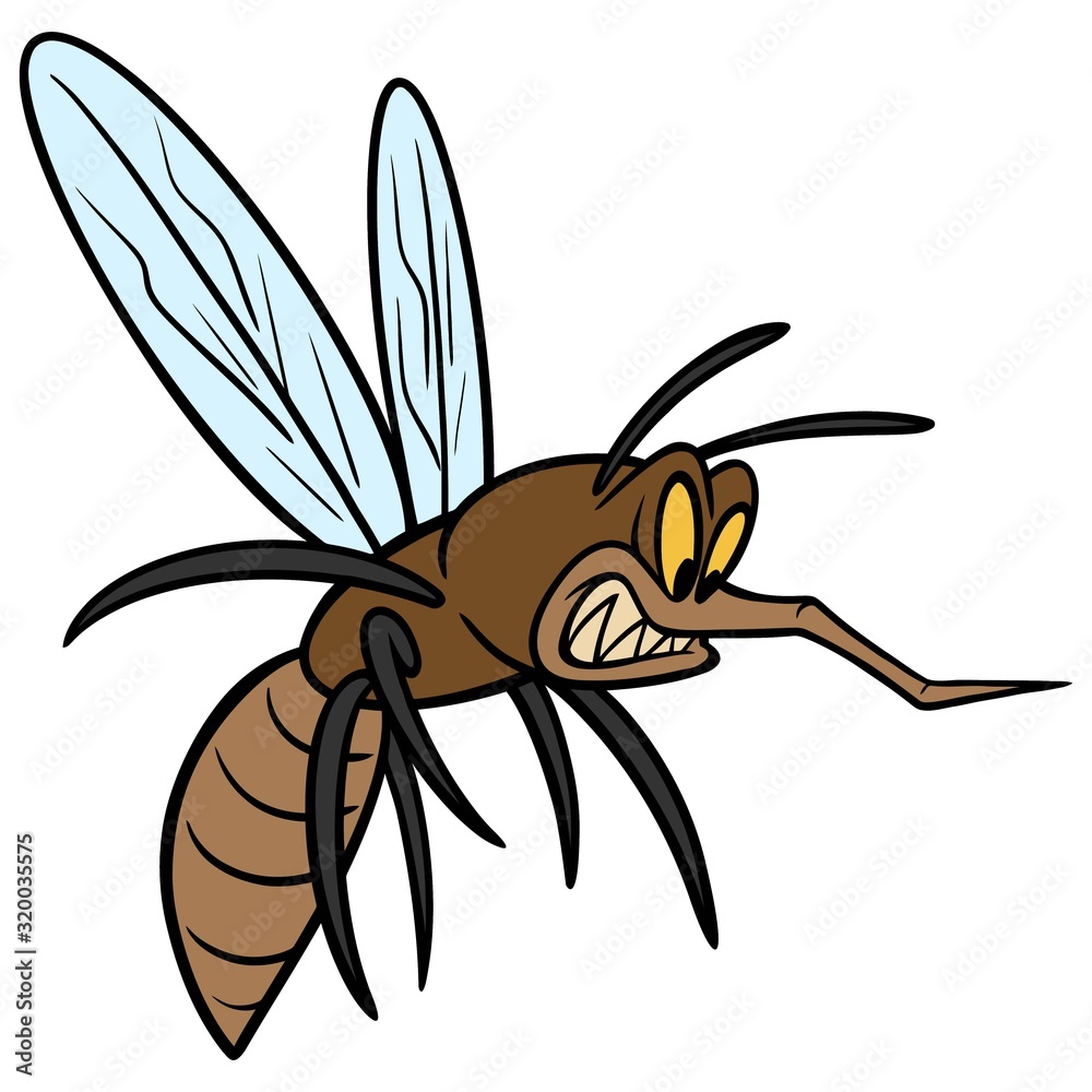 Mosquito - A cartoon illustration of an angry Mosquito. Stock Vector |  Adobe Stock