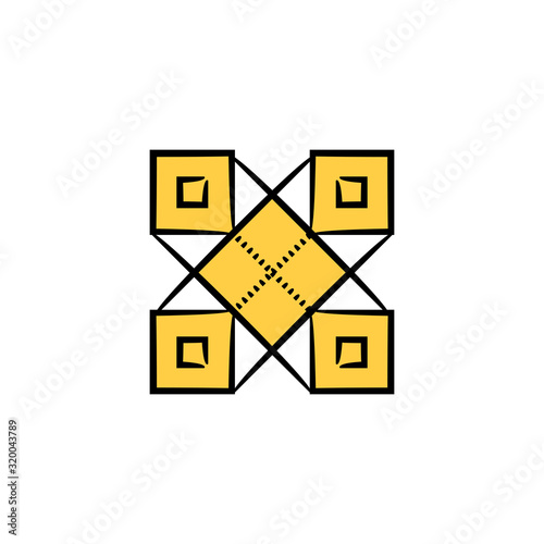 block chain concept icon yellow hand drawn theme