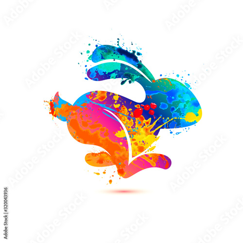 Running hare vector icon. Rabbit sign