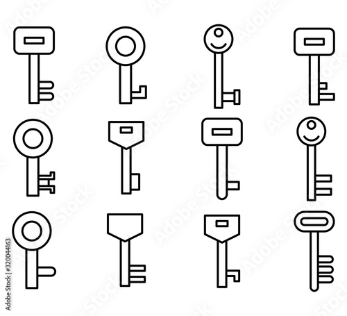 key icons line vector set