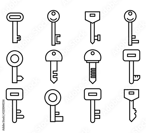 key icons line vector set