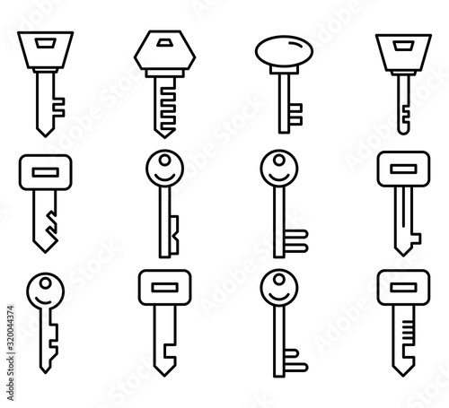 key icons line vector set