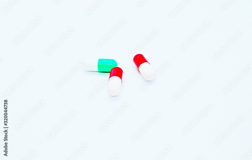 Coronavirus tablets are located on a white background Coronavirus tablets are located on a white background