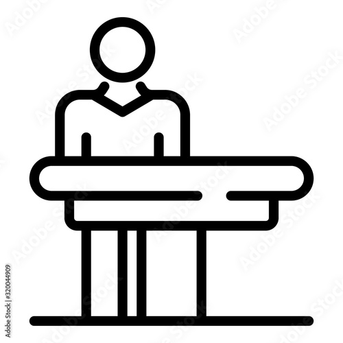 Masseur at the massage table icon. Outline masseur at the massage table vector icon for web design isolated on white background