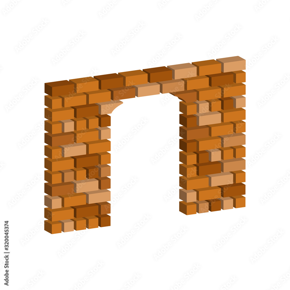 Arch in a brick wall.Vector isometric and 3D view. Arch in a brick wall.Vector isometric and 3D view.