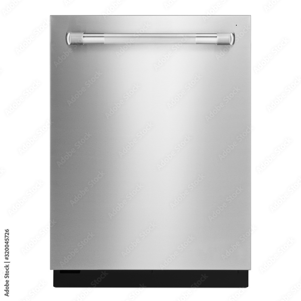 Dishwasher Machine Isolated on White Background. Front View Modern
