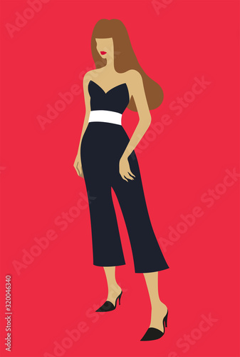 Greeting card with a woman, fashion illustration