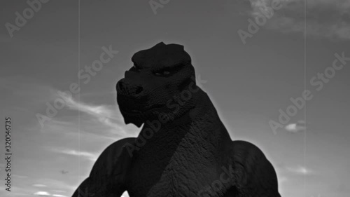 Vintage Kaiju Movie: The Monster Roars (Black and White) 