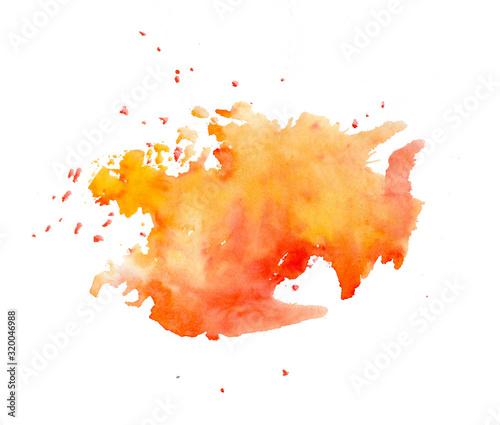 Orange watercolor splash isolated on white background