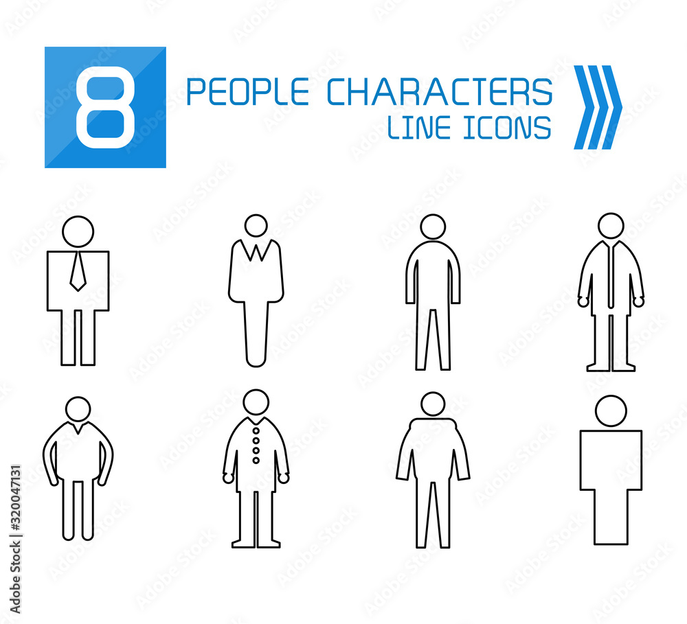 people, male icons line vector set people, male icons line vector set