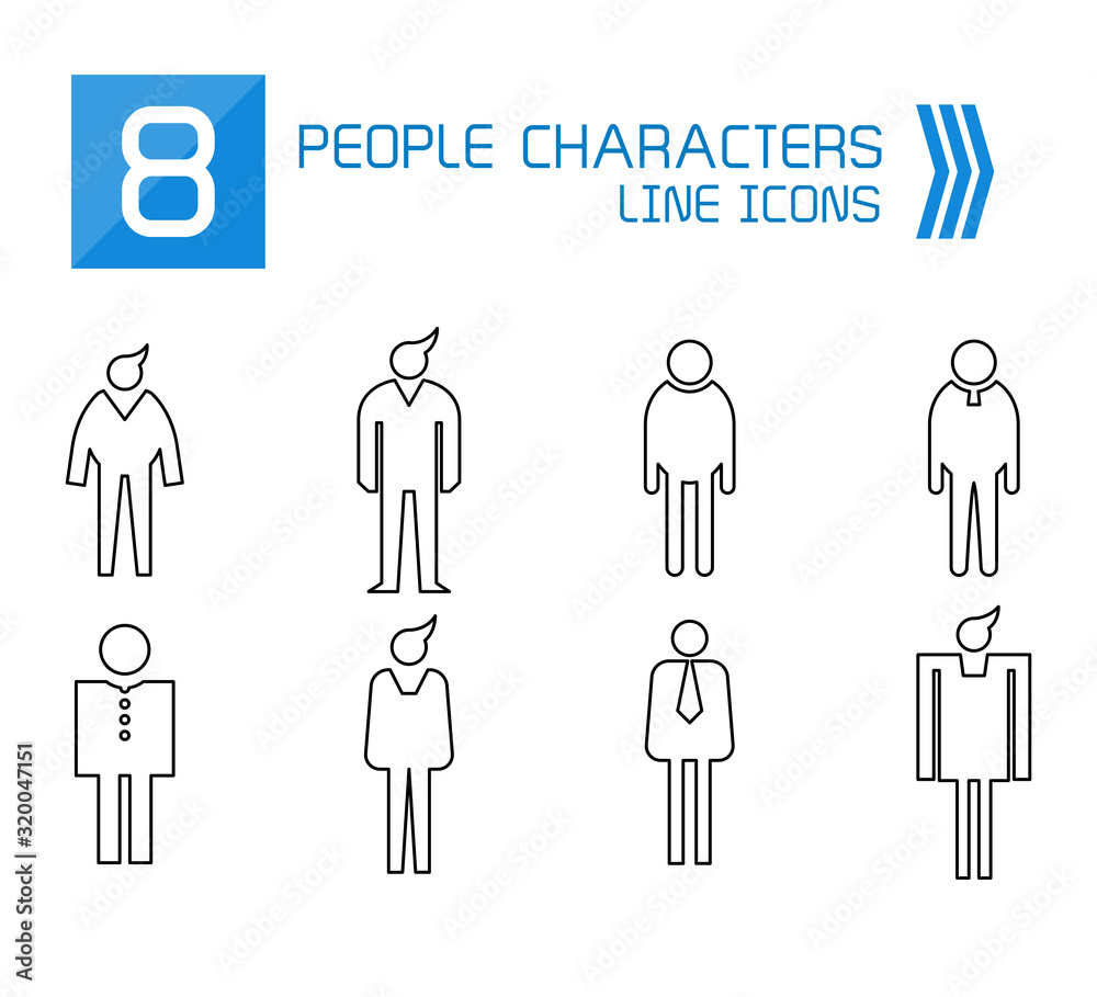 people, male icons line vector set people, male icons line vector set