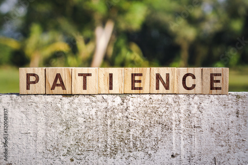 Wooden Block With The Word Patience photo