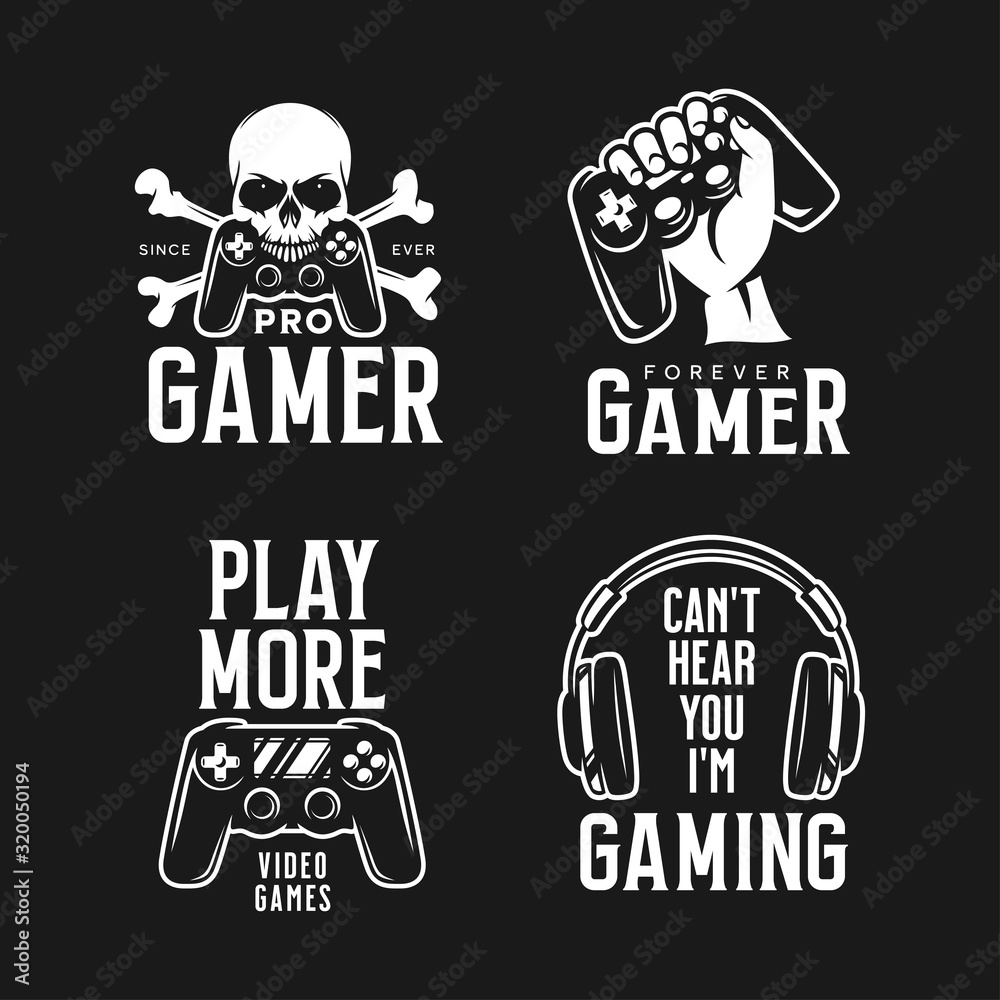 Video games related t-shirt set. Vector illustration.