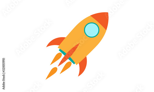 Colourful space rocket around the world
