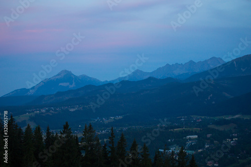 Tatry mountains in Poland  evening view