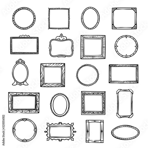 Set of decorative frames for wall pictures or mirrors