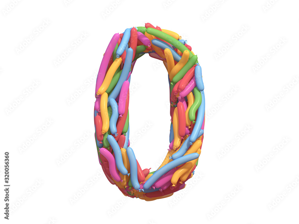 Multicolored balloon font.