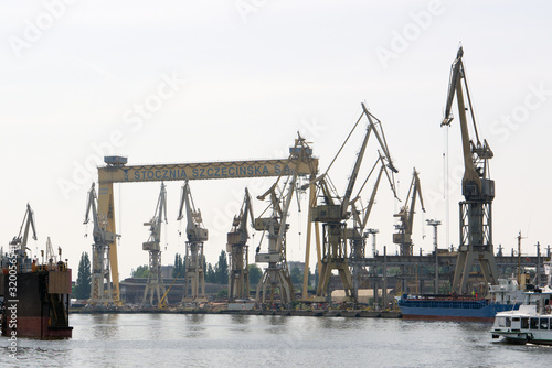 cranes in the port of Stettin, in Poland