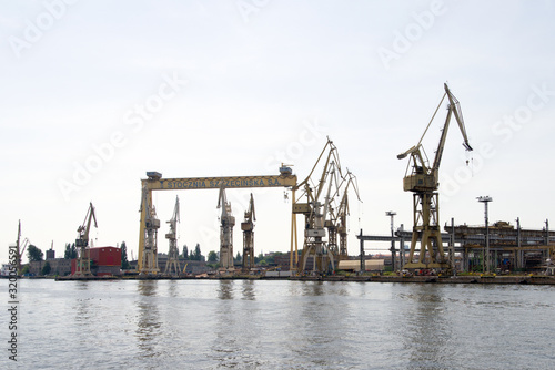 cranes in the port of Stettin, in Poland