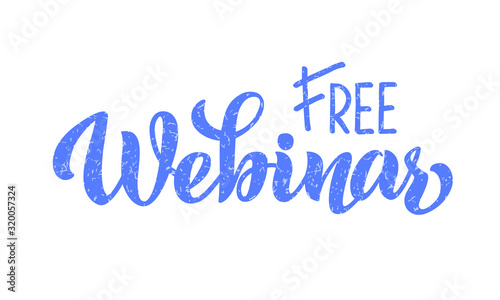 Webinar free - vector lettering of hand drawn for projects, website, live broadcasting, live stream video chat. The vector illustration is isolated on white. EPS 10
