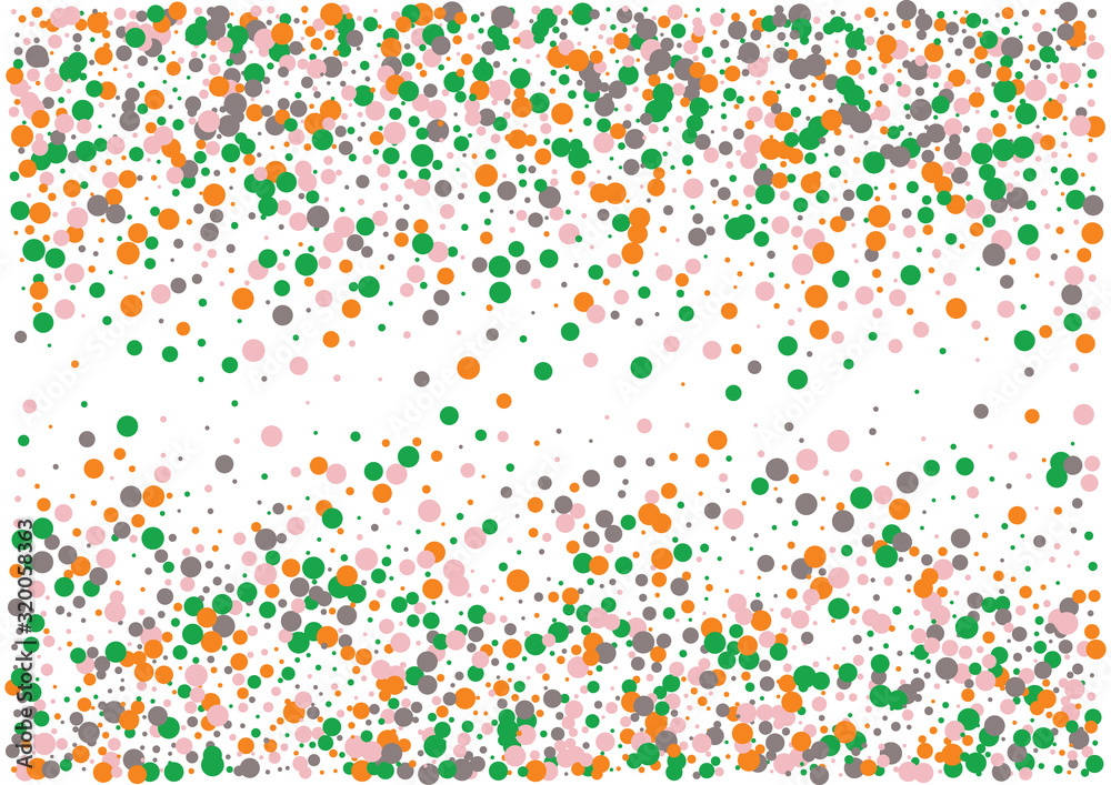 Festive color round confetti background. Abstract frame confetti texture for holiday, postcard, poster, website, carnivals, birthday and children's parties. Cover confetti mock-up. Wedding card layout